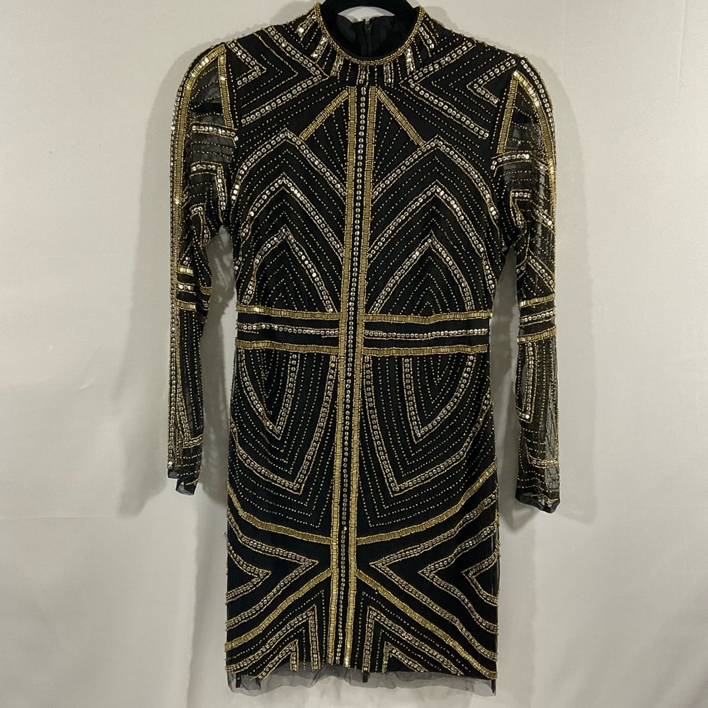 Gianni Bini Black and Gold Backless Dress